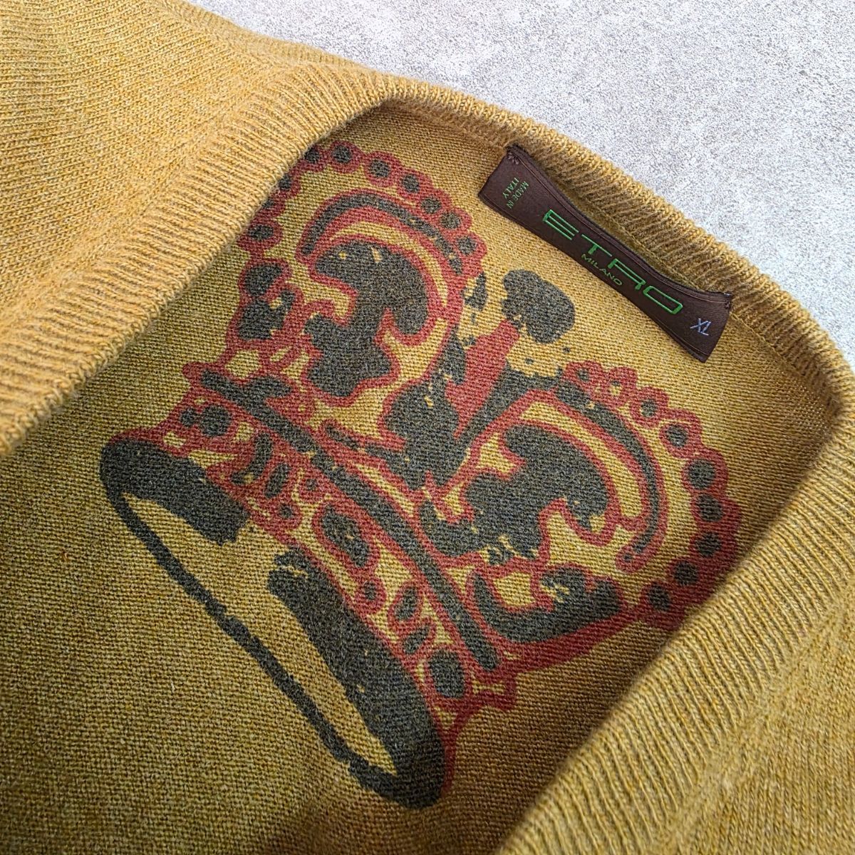 ETRO エトロ ペガソ 馬 ペイズリー セーター ニット メンズ XL 中古 