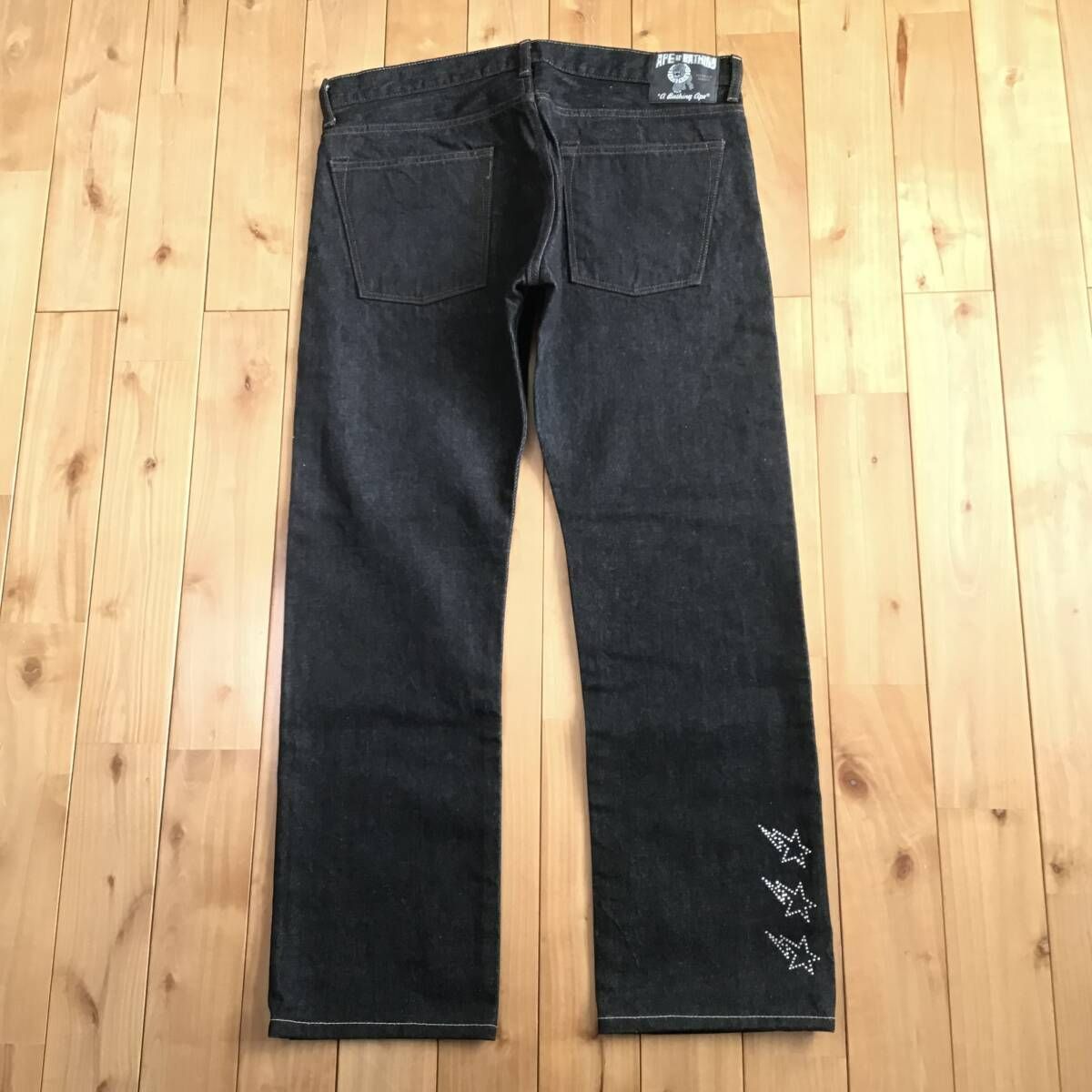 スワロフスキー BAPE STA ブラック デニム パンツ STAR スワロフスキー BAPE STA Black Denim Pants Lサイズ a bathing ape