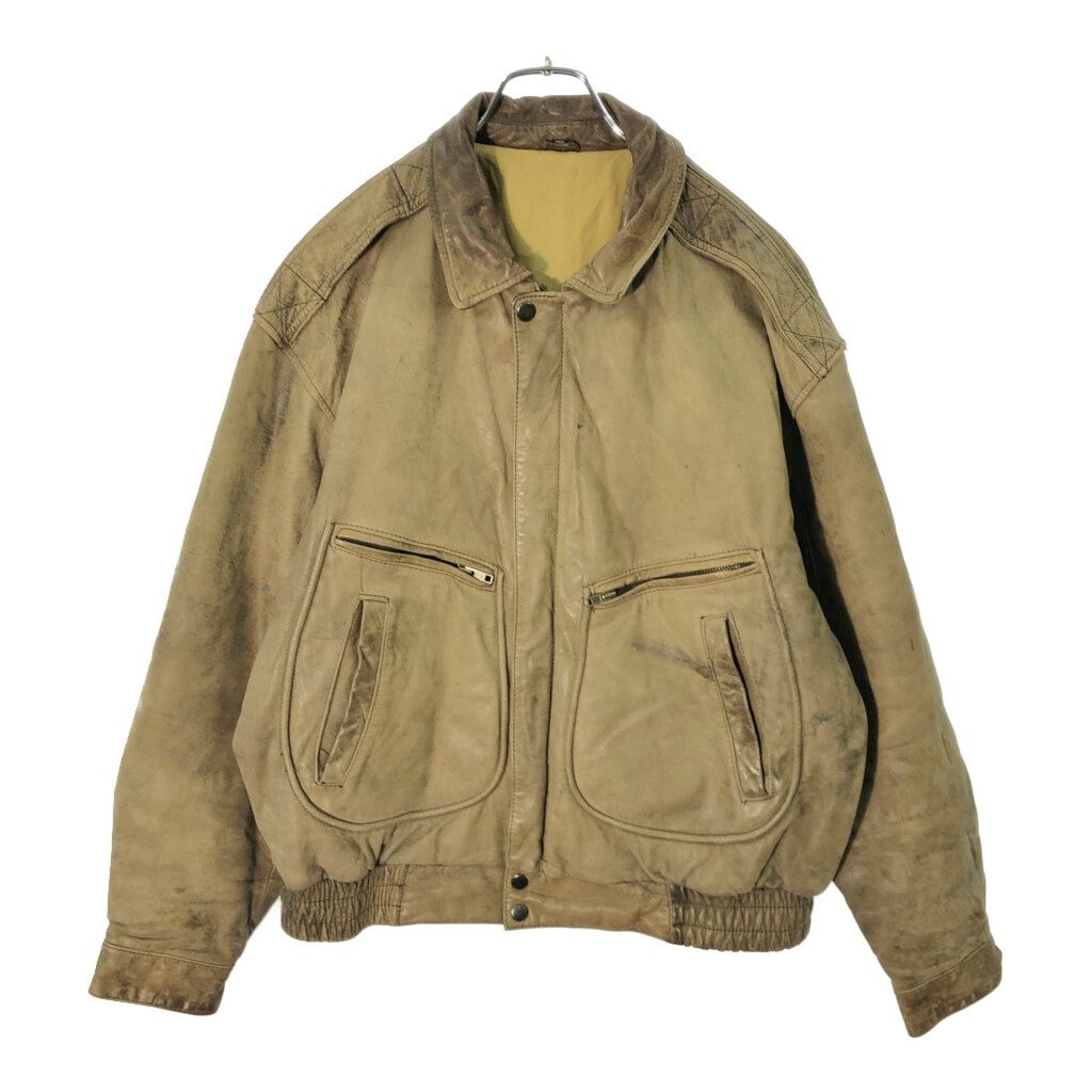 90年代 Peter England フライトレザージャケット ブラウン(メンズ M)中古 古着 X1053