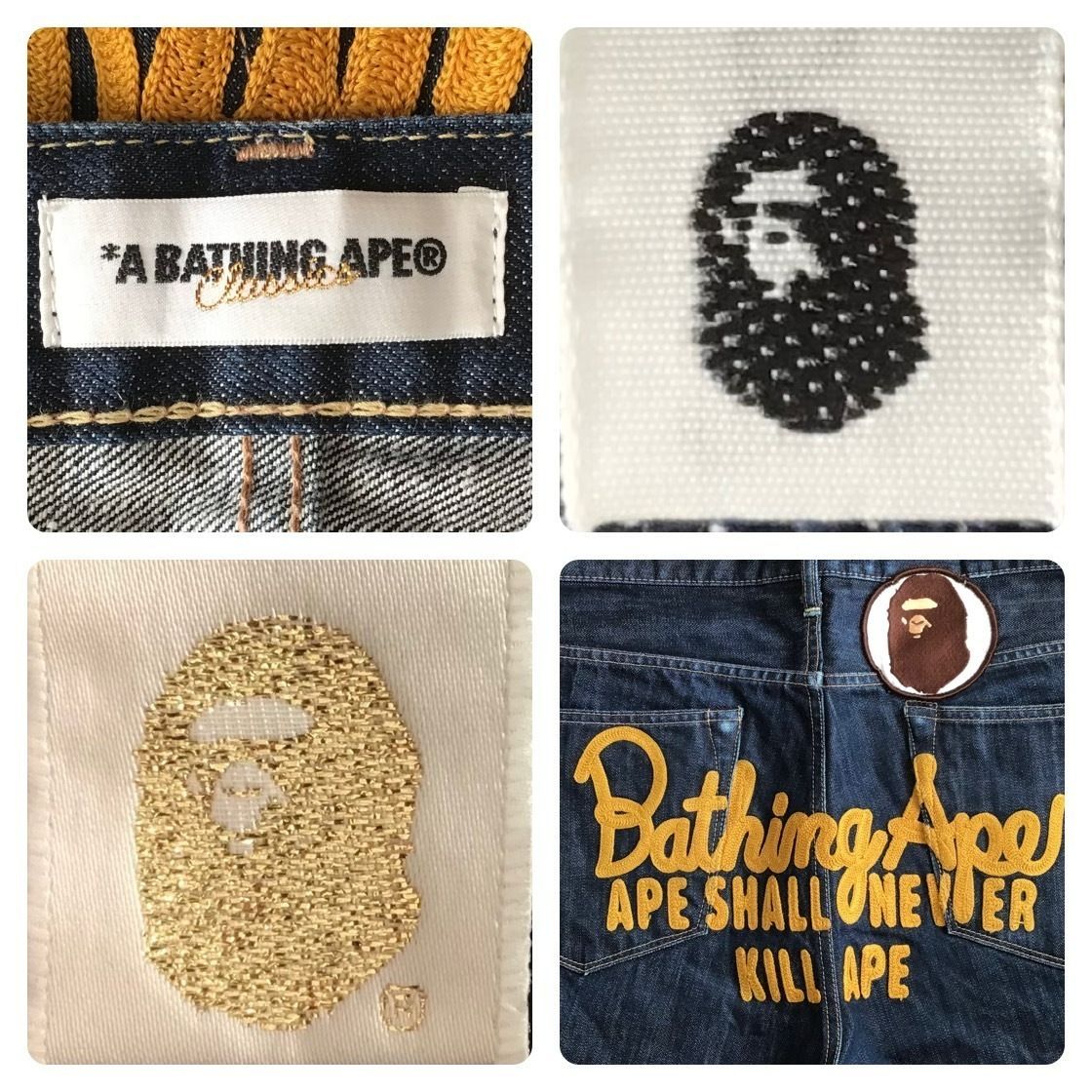 BAPE Champion 刺繍 デニム ハーフパンツ Mサイズ a bathing ape BAPE