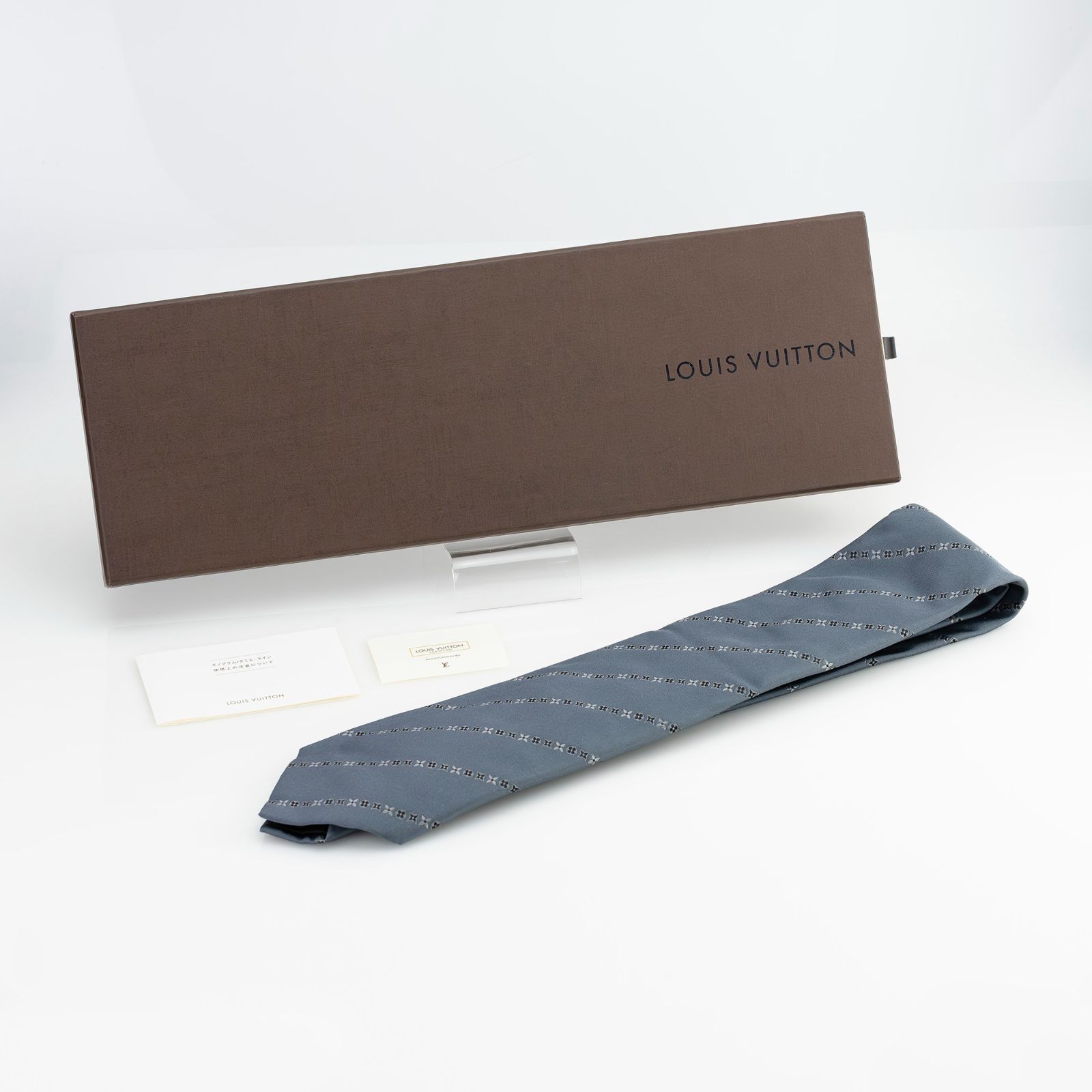 ルイヴィトン LOUIS VUITTON ネクタイ シルク100％ ブルーグレー