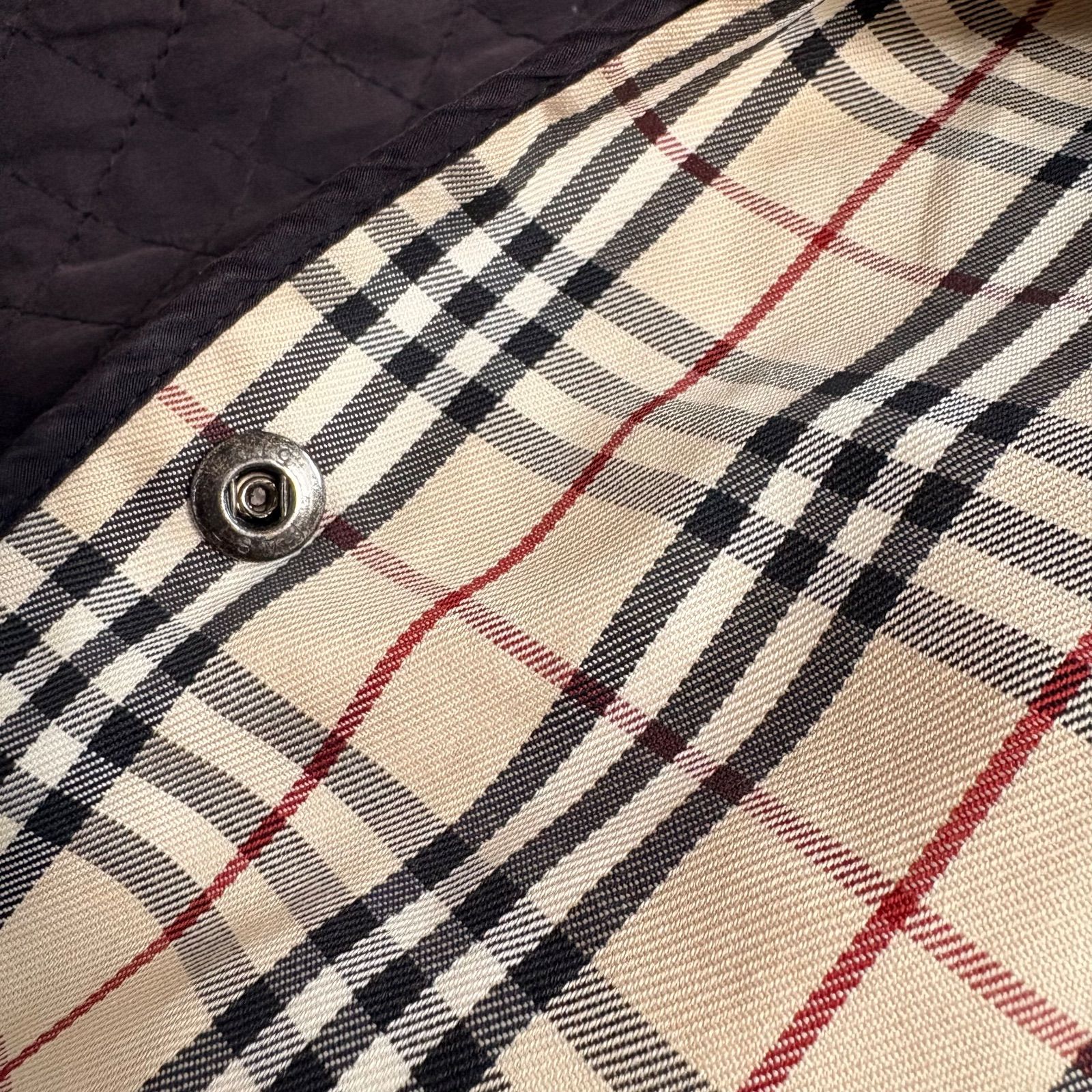 バーバリー キルティングコート 9 Mサイズ相当 ブラック タータン