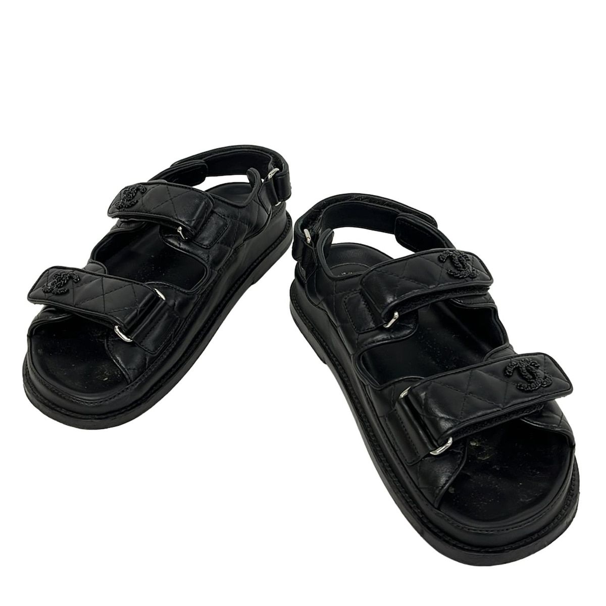 CHANEL(シャネル) サンダル 35 C レディース - G31848 黒 マトラッセ