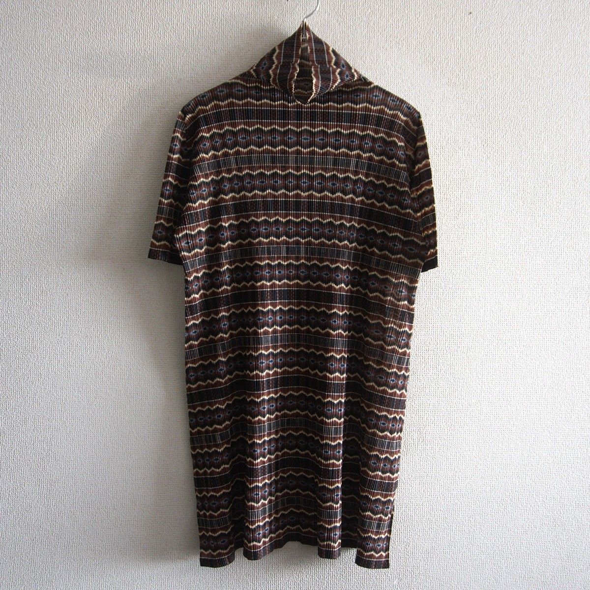 美品】PLEATS PLEASE【柄 プリーツ チュニックワンピース】 プリーツ