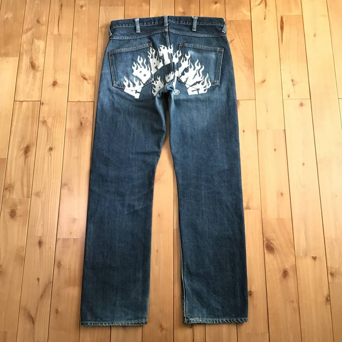 FIRE BAPE LOGO デニム パンツ Sサイズ a bathing ape denim pants 