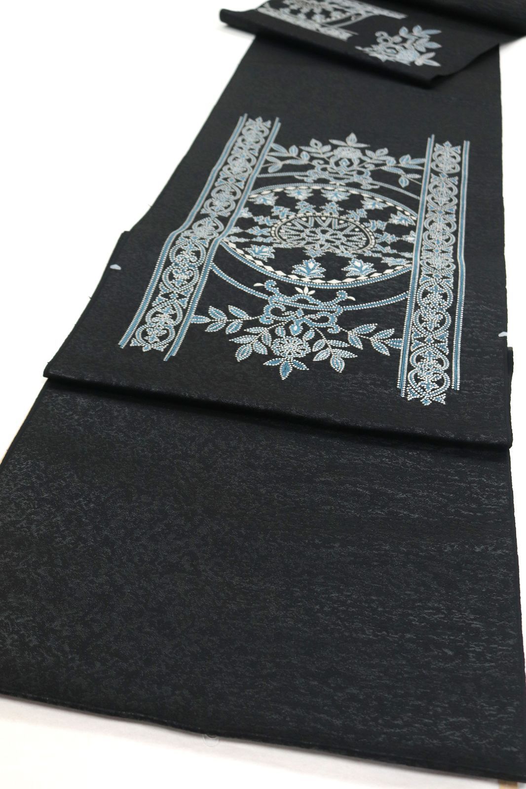 ona4657 逸品 京印伝 九寸 名古屋帯 黒地 お仕立て付き 2～3週間で