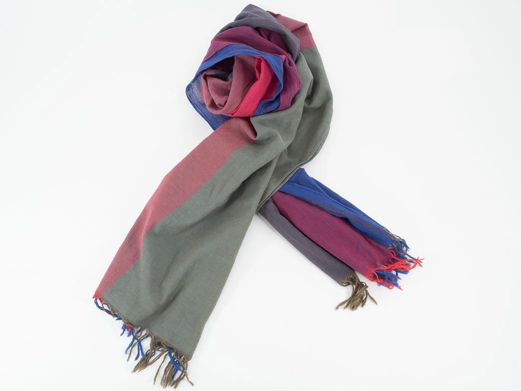 セール Y's ワイズ コットン ストール ショール ブルー系 マルチカラー