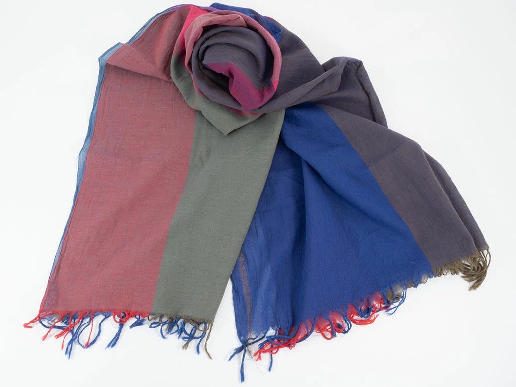 Y's ワイズ　大判ストール セール Y's ワイズ コットン ストール ショール ブルー系 マルチカラー