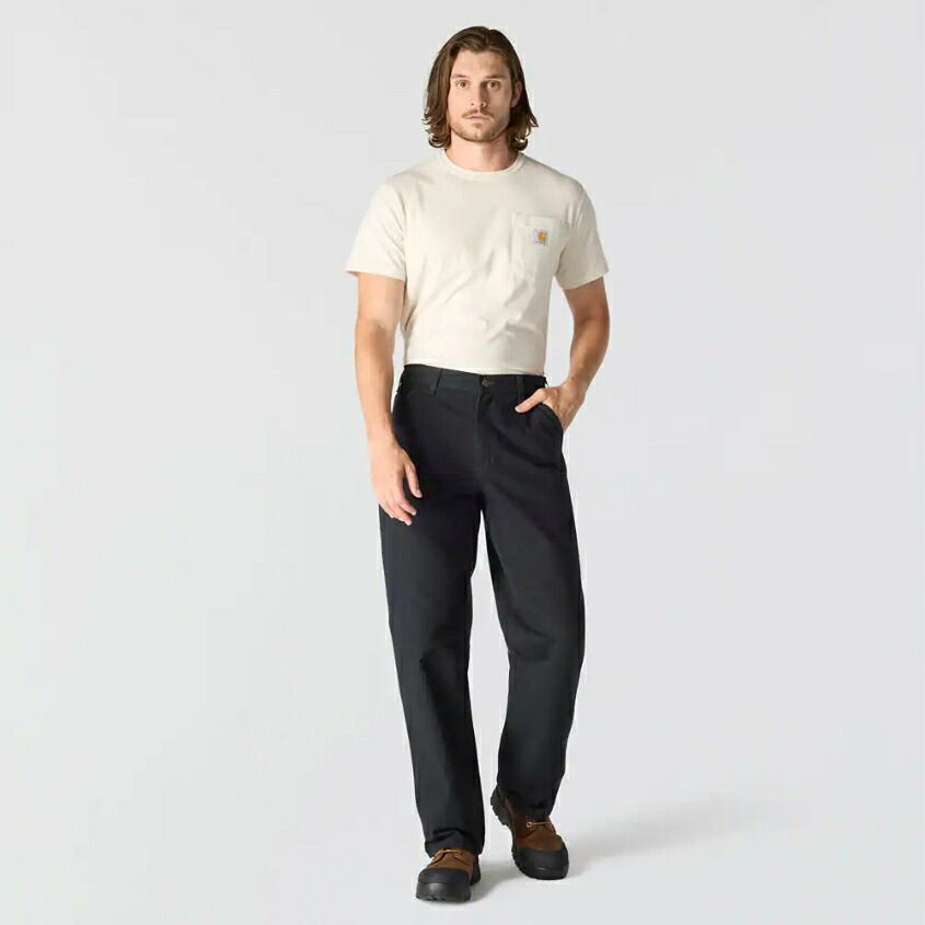 Carhartt LOOSE STRAIGHT WASHED DUCK DUNGAREE ワークパンツ ブラック
