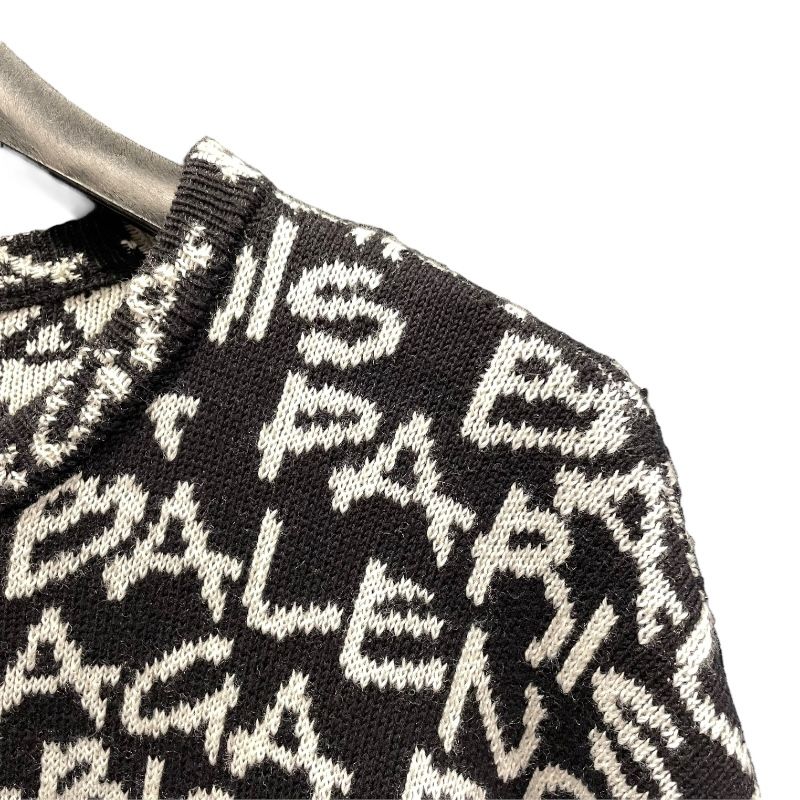 【未使用品】バレンシアガ ロゴ ニットセーター 総柄 ブラック 楽天市場】バレンシアガ BALENCIAGA ロゴ総柄 クルーネック ニット