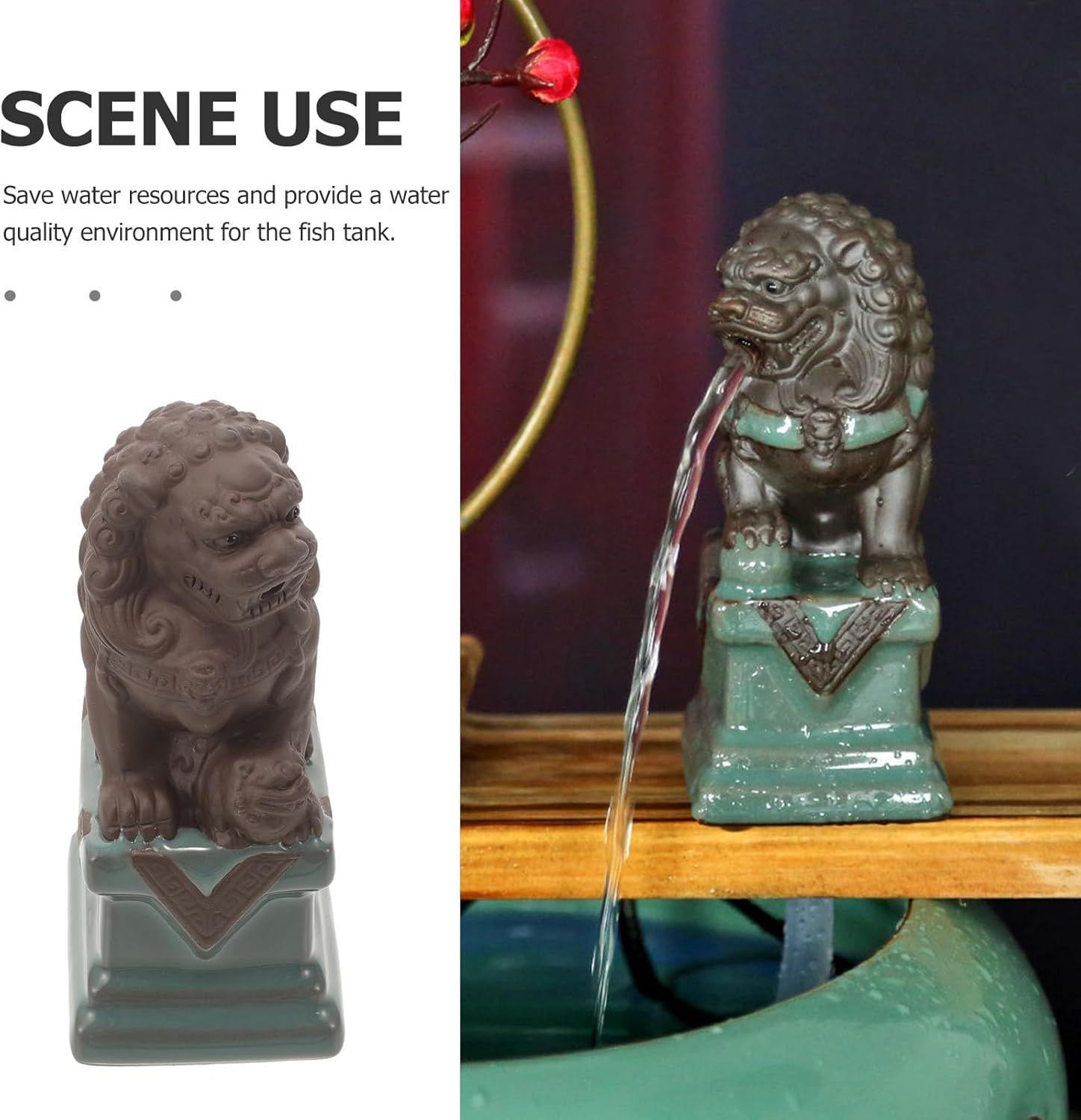 卓上噴水 ミニ噴水 水 流れる インテリア 狛犬 噴水像 陶器 屋外 水槽