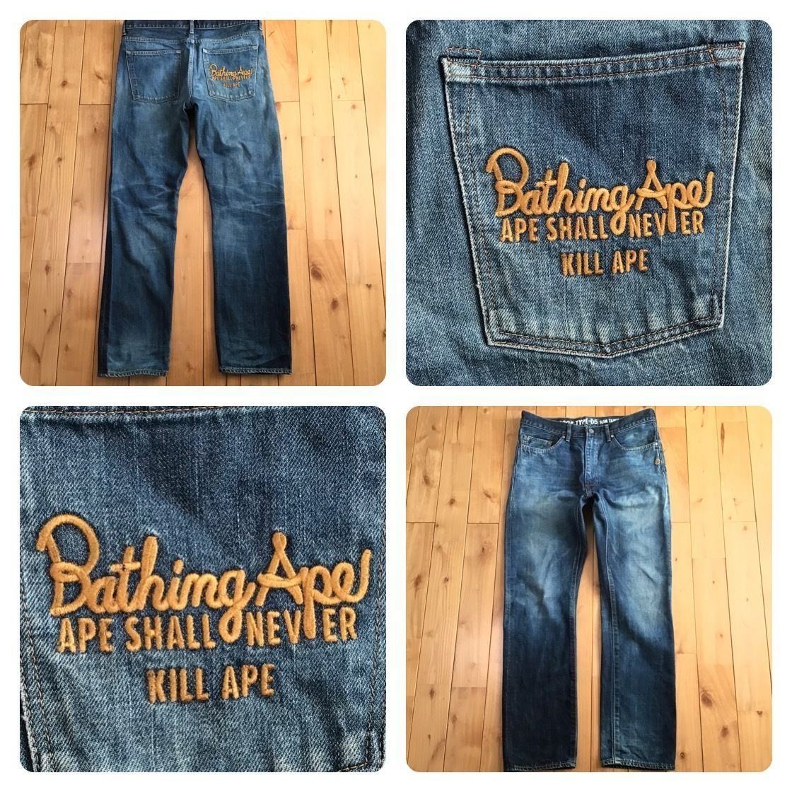 未使用 A BATHING APE ロゴ刺繍 デニムパンツ 濃紺 未使用 A BATHING APE ロゴ刺繍 デニムパンツ 濃紺 中古・古着通販】A