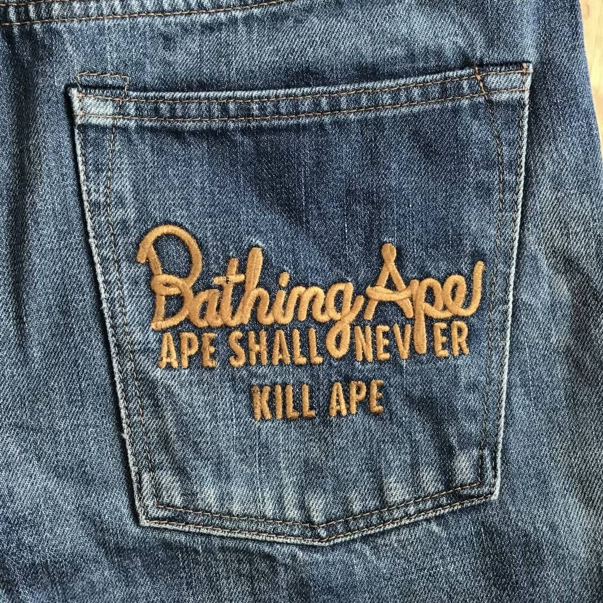 BAPE LOGO 刺繍 デニム パンツ Lサイズ a bathing ape Denim pants