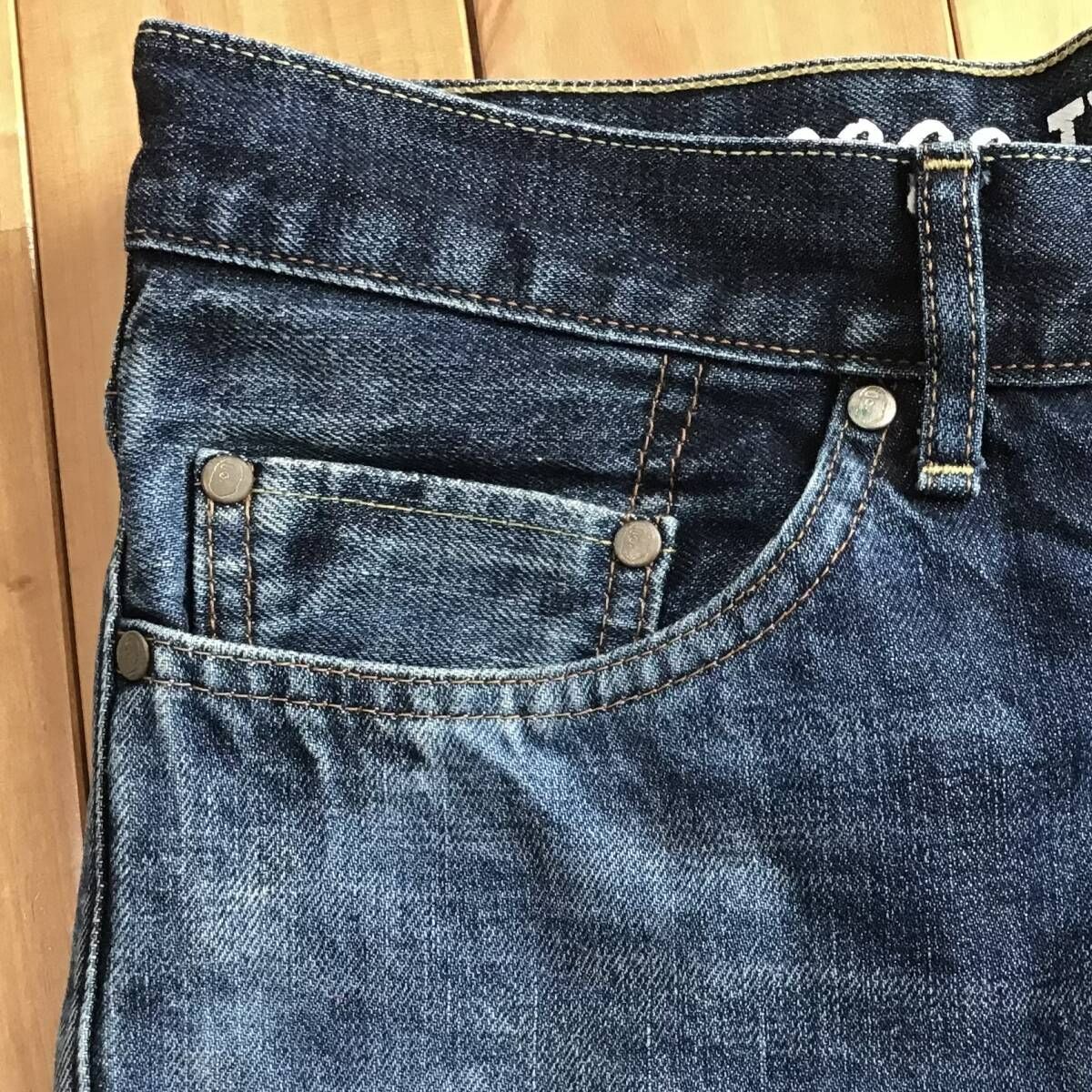 BAPE LOGO 刺繍 デニム パンツ Lサイズ a bathing ape Denim pants