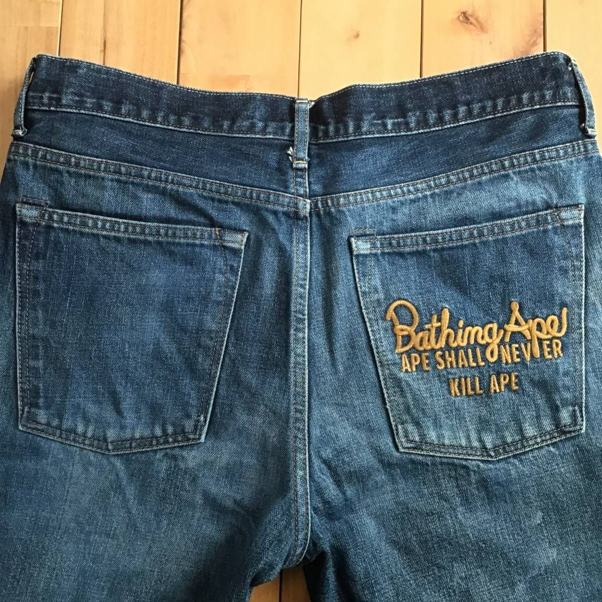 BAPE LOGO 刺繍 デニム パンツ Lサイズ a bathing ape Denim pants