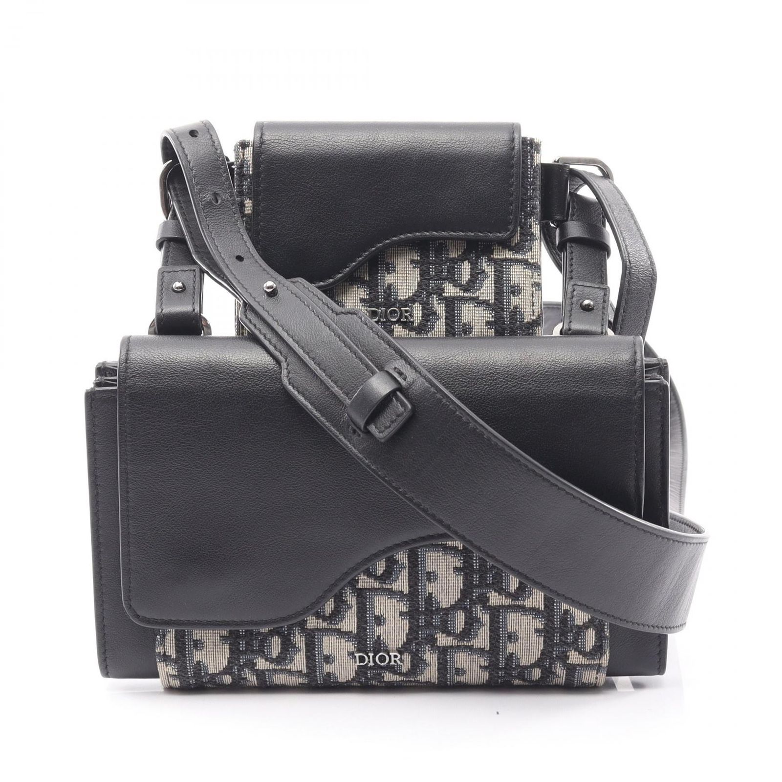 Dior ショルダーバッグ キャンバス レザー ネイビー ブラック 【公式通販】
