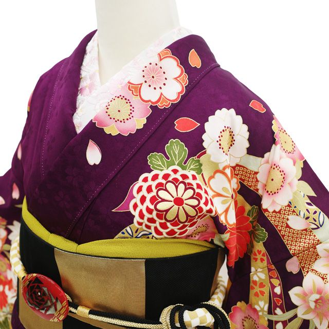 中古】 振袖 着物 リサイクル 長襦袢 2点 セット 成人式 刺繍 ラメ糸