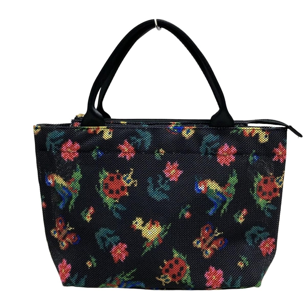 【美品】FEILER フェイラー　ハンドバッグ　ラウンド　ラメ　ブラック　希少 FEILER(フェイラー) ハンドバッグ - 黒×レッド×マルチ ハイジ/メッシュ