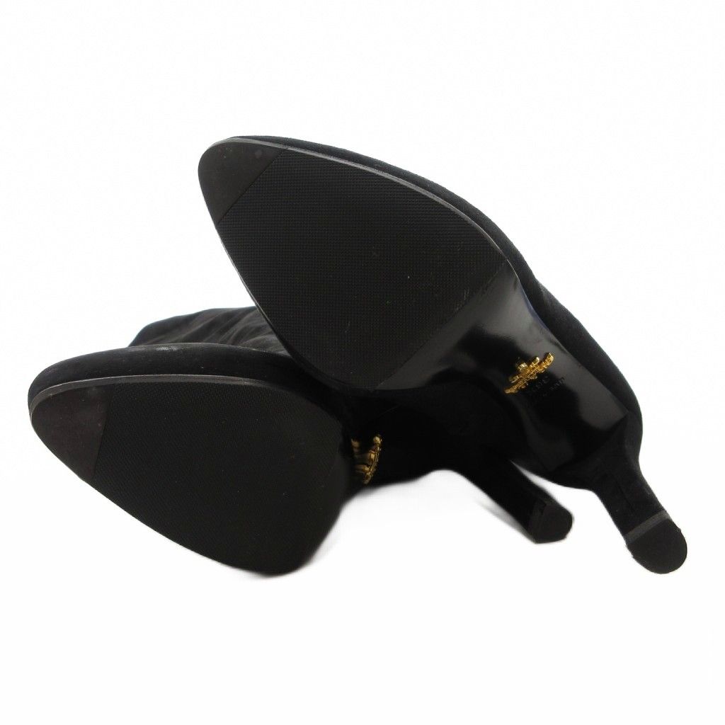 PRADA プラダ　黒スエードブーツ ジッパー付き 38.5 約5.5cmヒール PRADA プラダ 黒スエードブーツ ジッパー付き 38.5 約5.5cmヒール