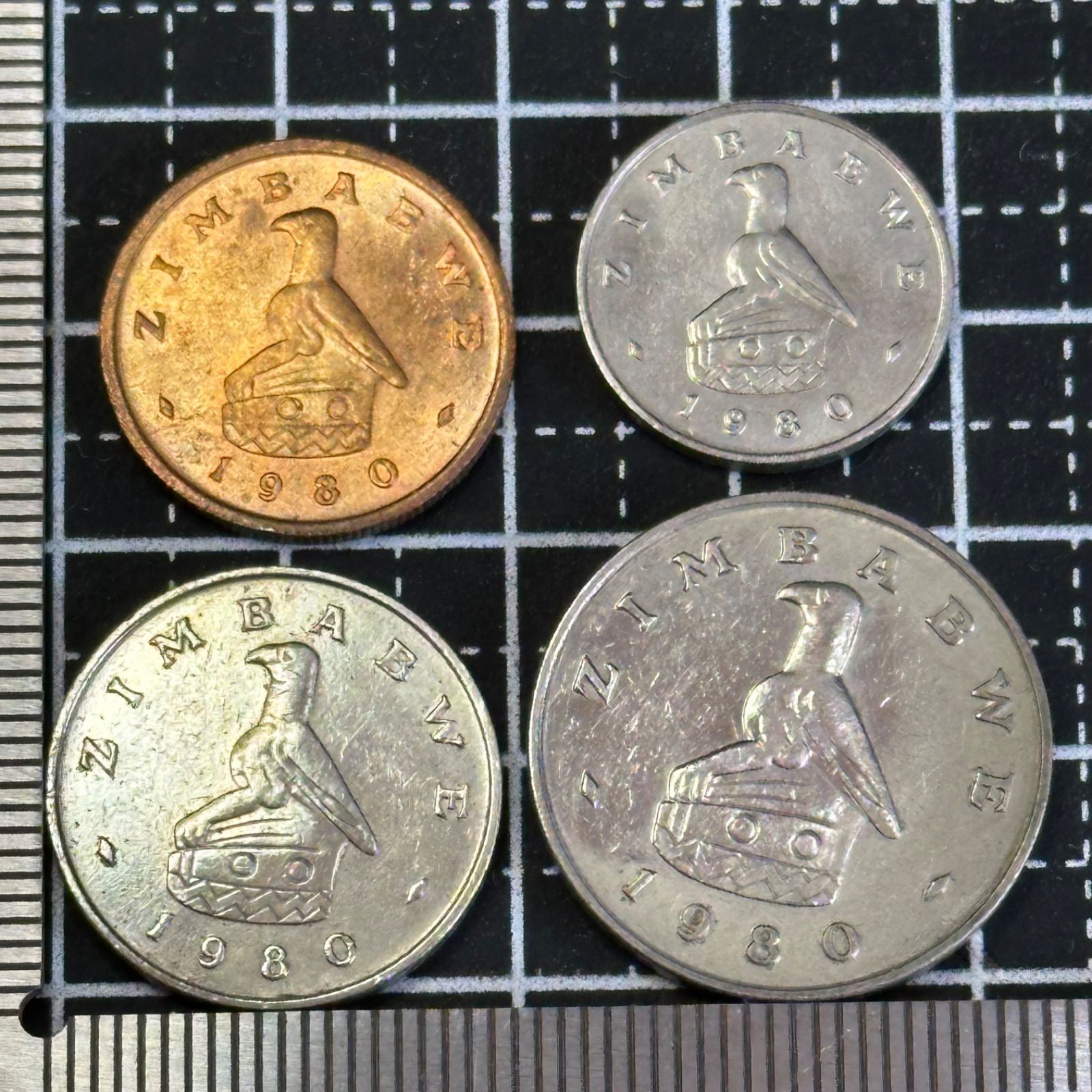 海外硬貨まとめ】1980年前後 ジンバブエ 旧通貨 1・5・10・20セント4枚