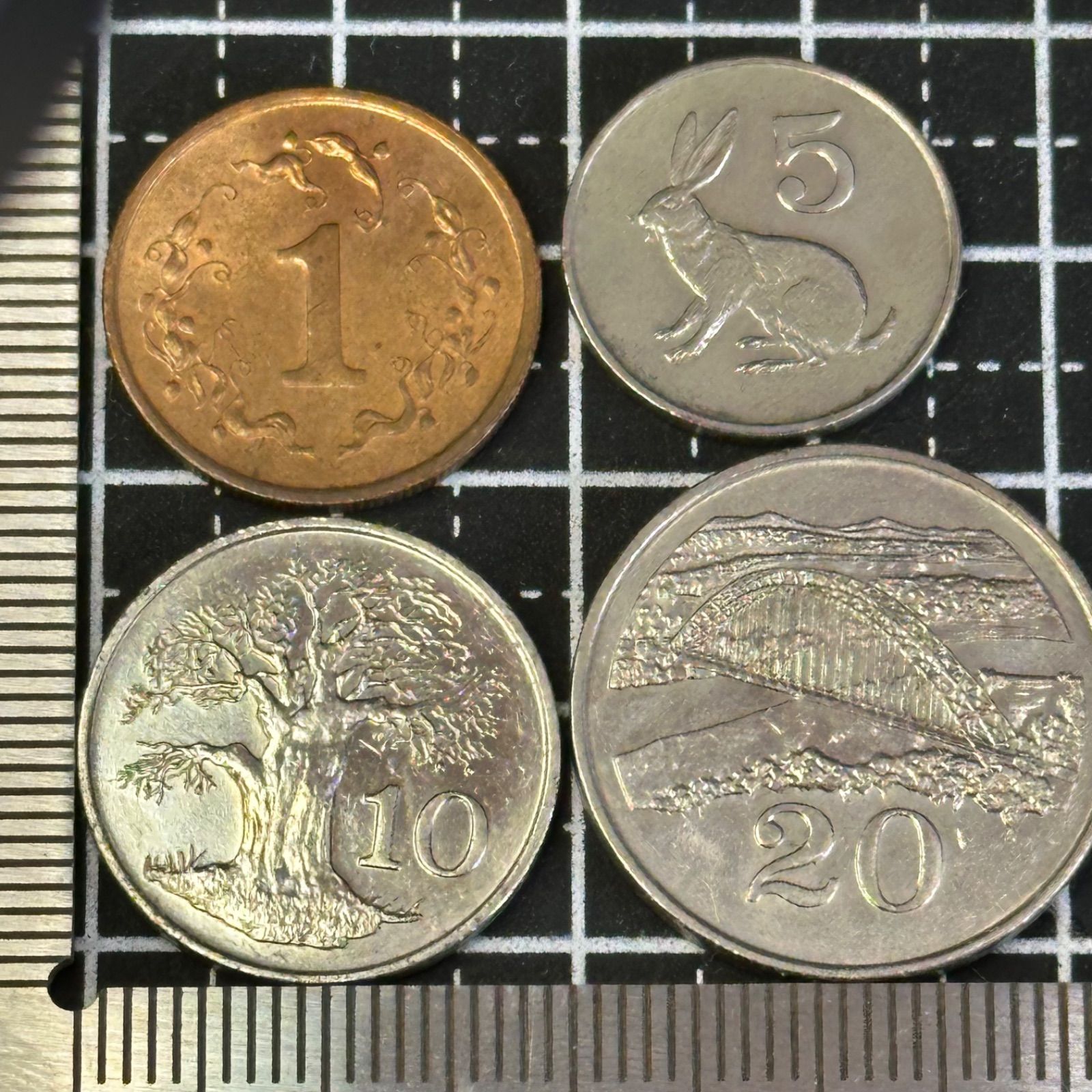 海外硬貨まとめ】1980年前後 ジンバブエ 旧通貨 1・5・10・20セント4枚
