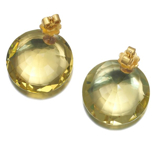 マリーエレーヌドゥタイヤック　レモンクォーツ　　ツァボライト　ピアス レモンクォーツ 