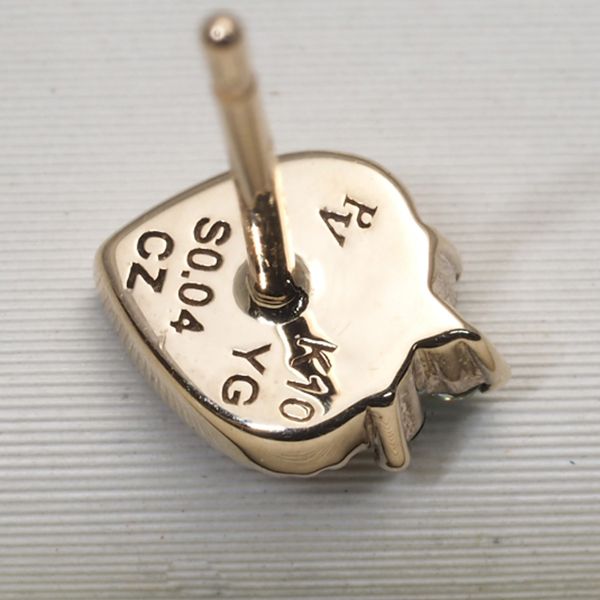 ポンテヴェキオ　Ponte Vecchio ピアス　片耳　犬　アニマル ポンテヴェキオ ピアス ピンク&グリーン&ホワイトサファイア CZ 苺 犬