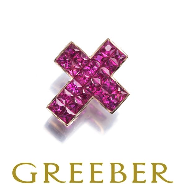 GSTV ペンダントトップ ルビー ミステリーセッティング クロス K18PG