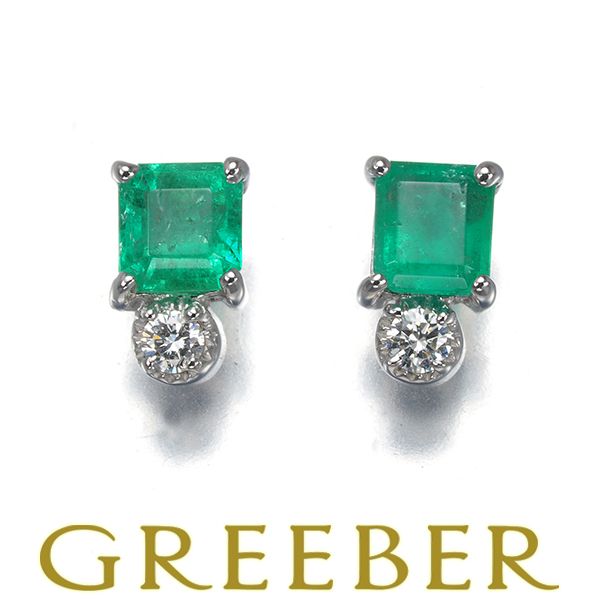 Pt900 エメラルド　1.15 ダイヤモンド　0.20 ピアス Emerald Pt900エメラルド ダイヤモンドイヤリング (NO.49363 ) – JEX