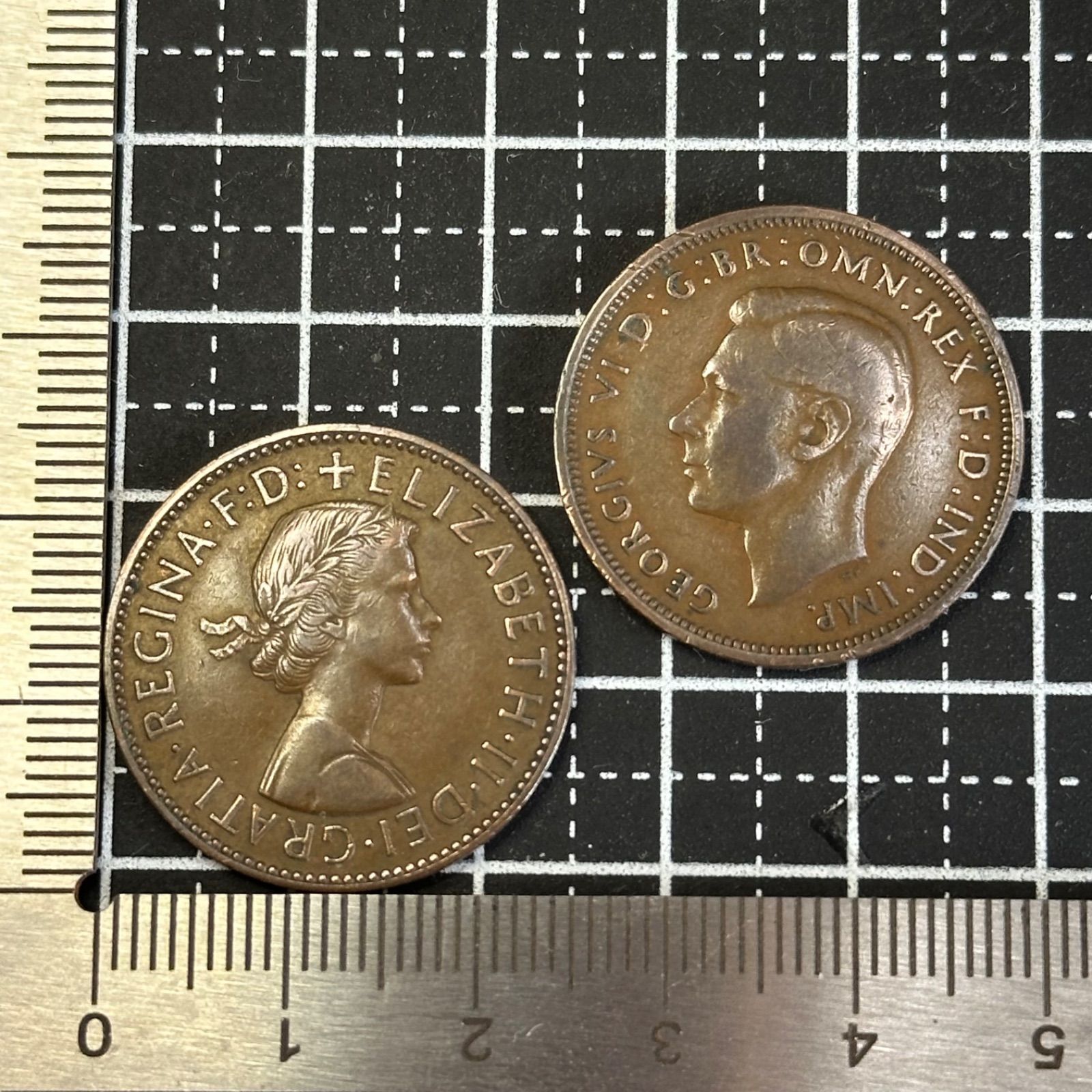 イギリス】1940年＋1957年 ハーフペニー 2枚セット／帆船ゴールデン