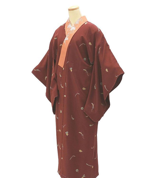 長襦袢 未着用 正絹 野菜 茄 蕪 竹の子 身丈128cm 裄丈65cm 袷せ 未