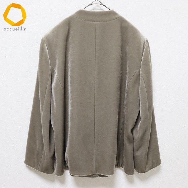 レリアン Leilian ベロア ノーカラー ジャケット 七分袖 大きいサイズ