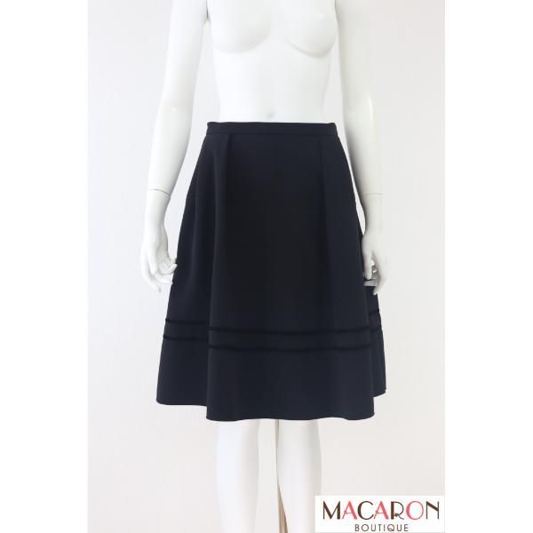 FOXEY ベロアラインタックフレアスカート 39841 黒/ブラック