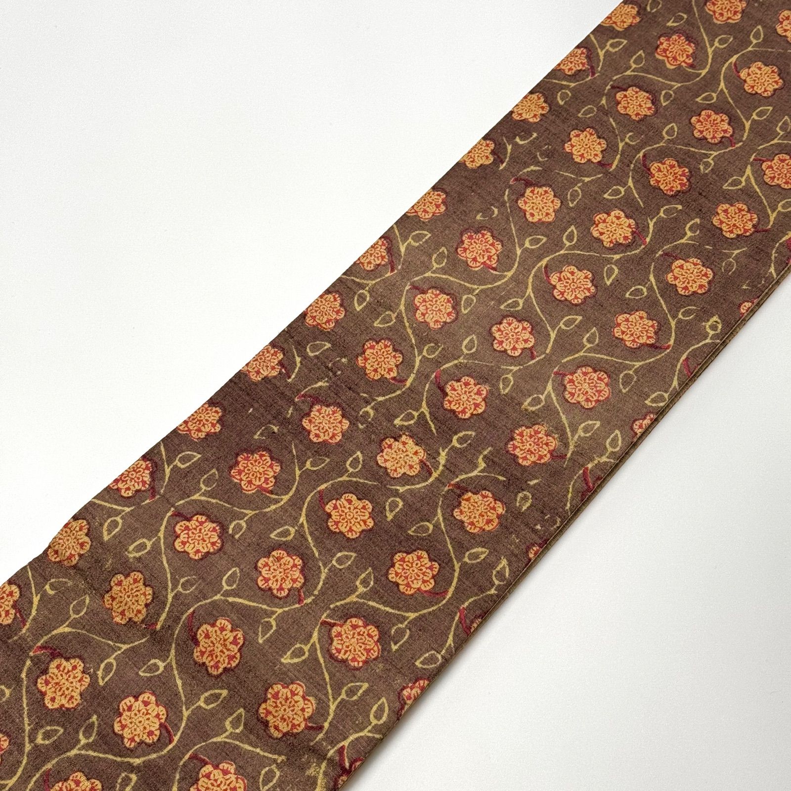 タッサーシルク 半幅帯 「凛」 木版染め 更紗柄 0303 - メルカリ