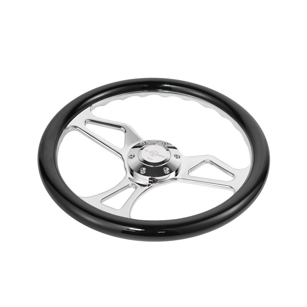 350mmステアリングホイール クロームメッキアルミ合金スポーク