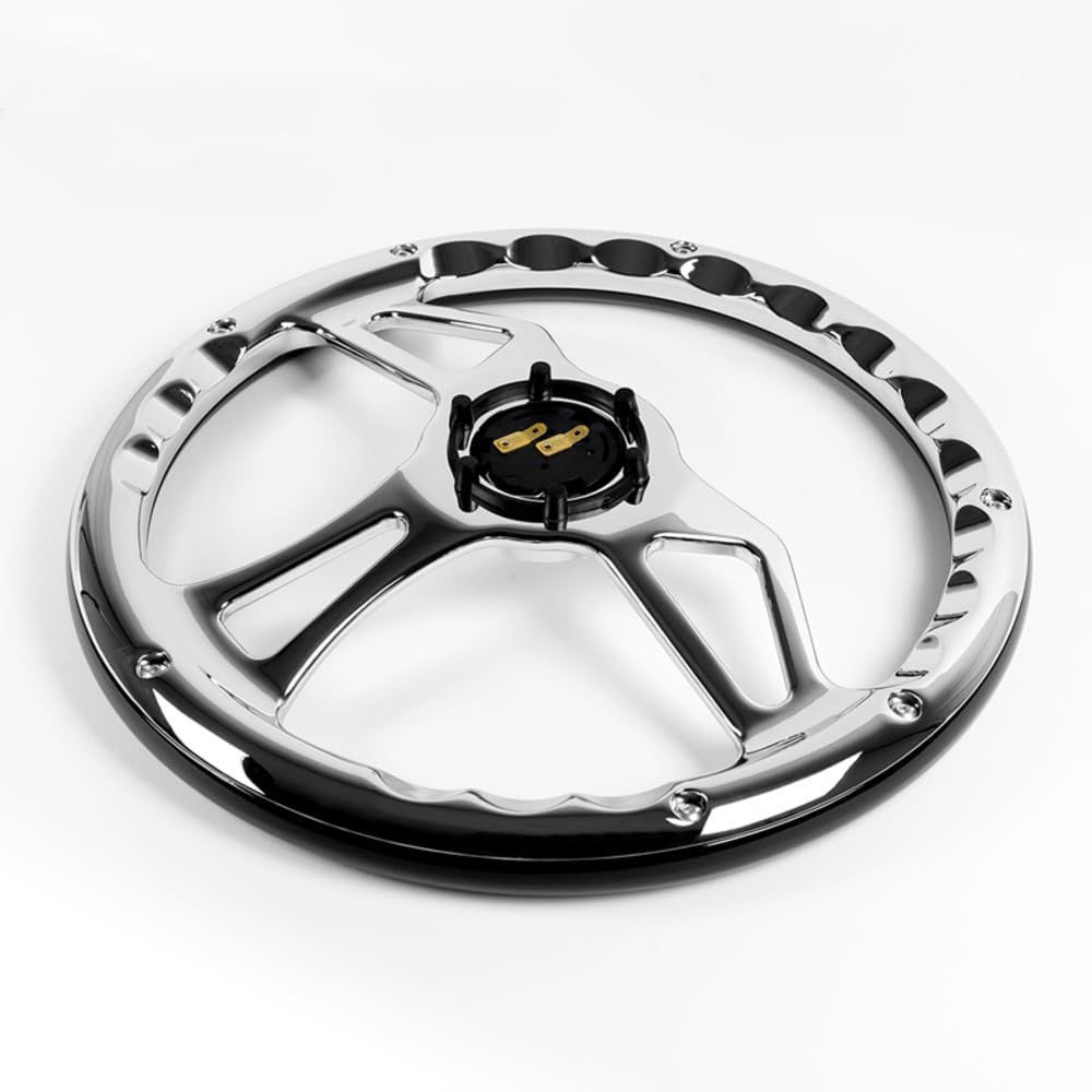 350mmステアリングホイール クロームメッキアルミ合金スポーク