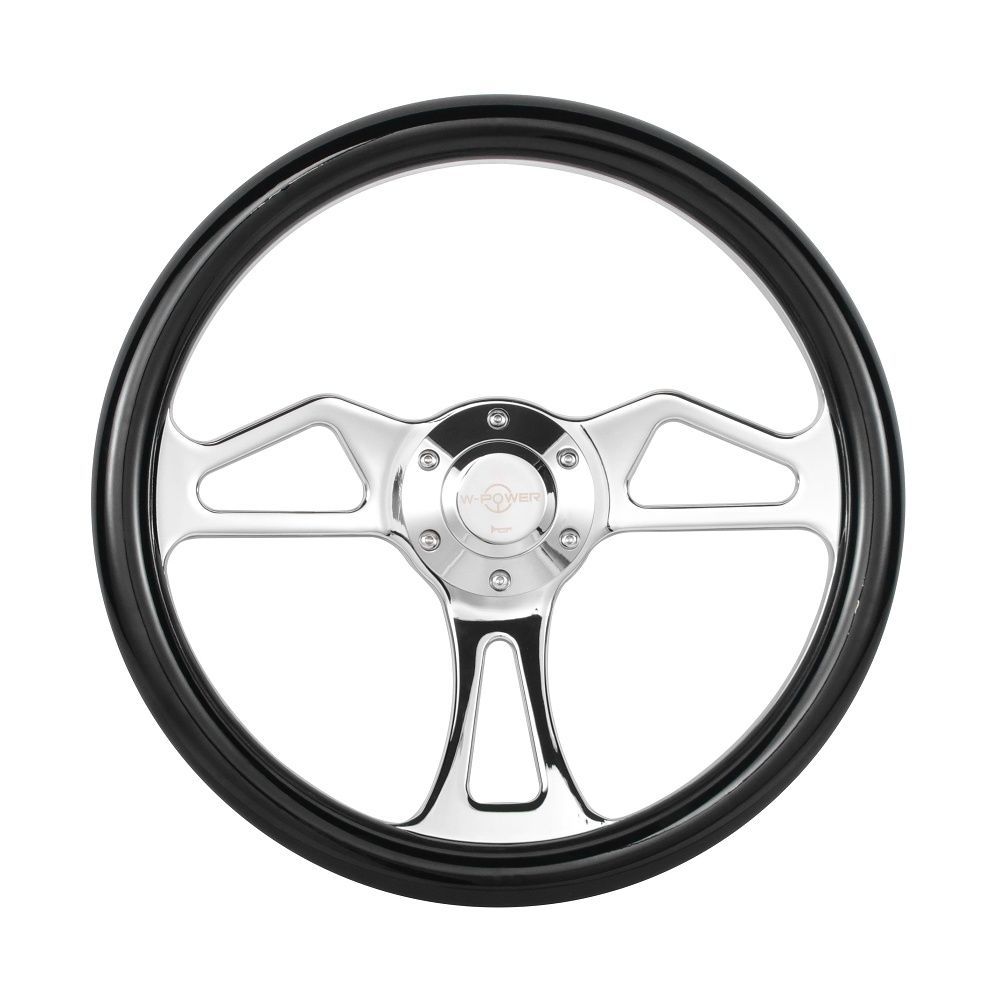 350mmステアリングホイール クロームメッキアルミ合金スポーク