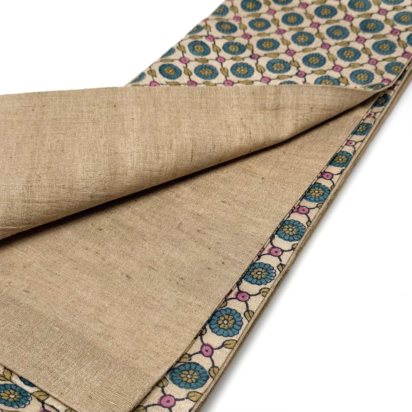 タッサーシルク 半幅帯 「凛」 木版染め 更紗柄 0304 - メルカリ