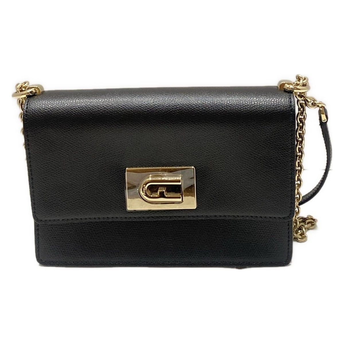 FURLA(フルラ) ショルダーバッグ美品 黒 チェーンショルダー/ミニ 