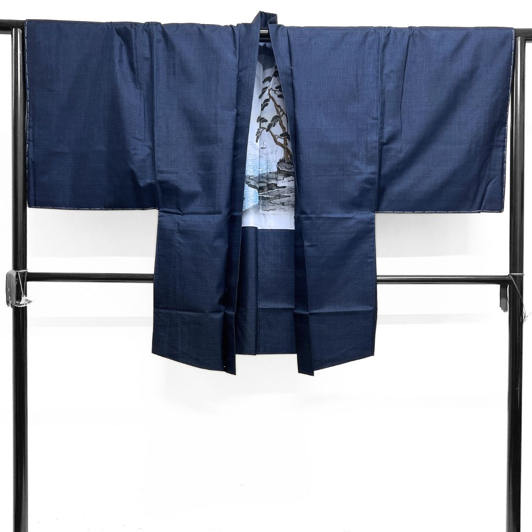 未着用 メンズ着物 大島紬 アンサンブル ブルー 着物 124b d ms - メルカリ