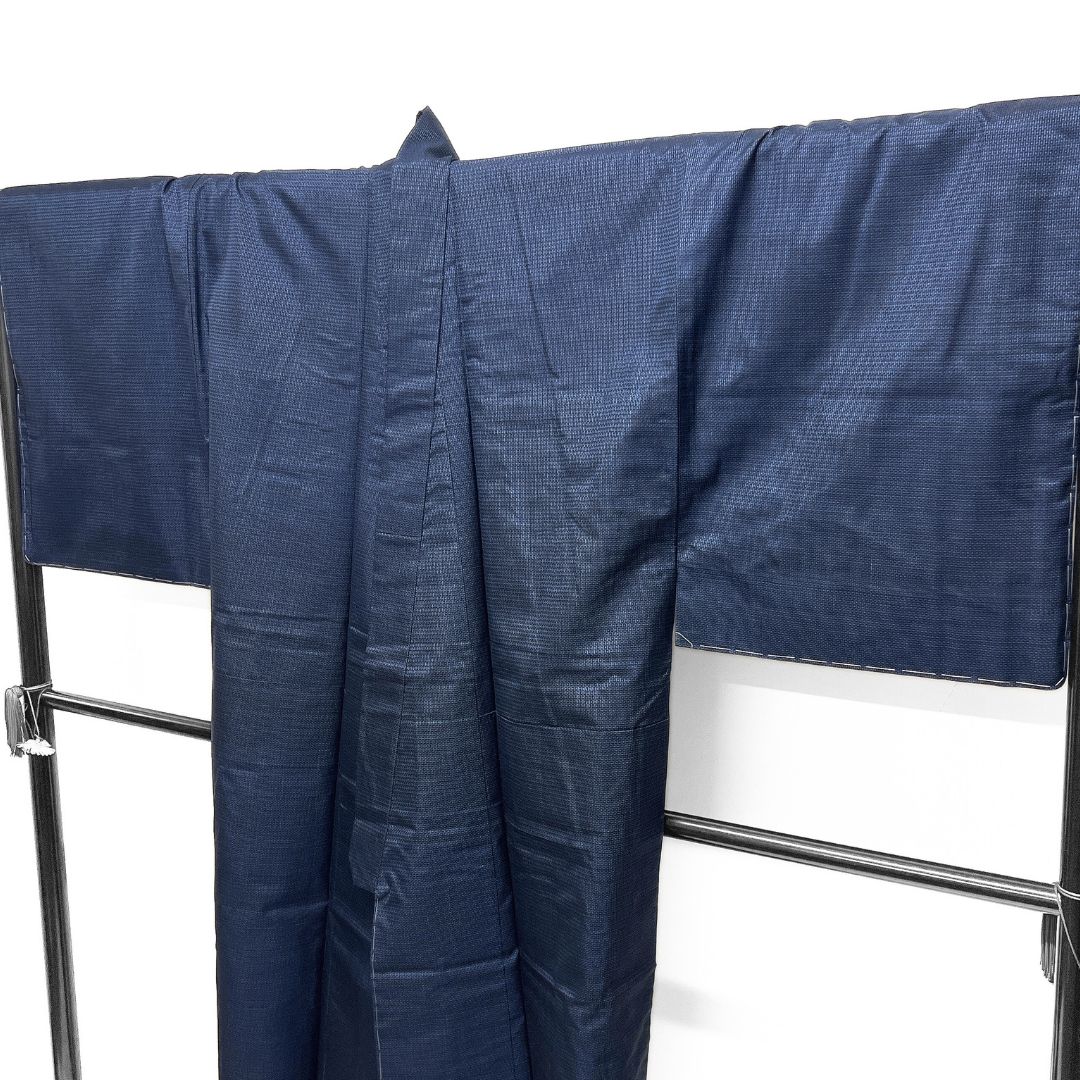 未着用 メンズ着物 大島紬 アンサンブル ブルー 着物 124b d ms - メルカリ