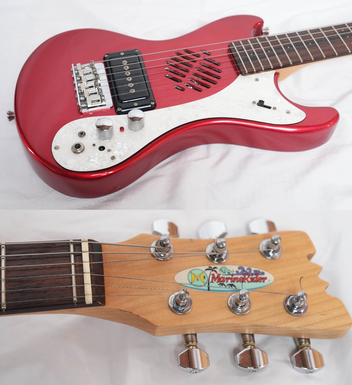 アンプ内蔵ギター　MarineRider ☆MarineRider☆モズライトシェイプ Candy Apple Red アンプ内蔵 ミニ