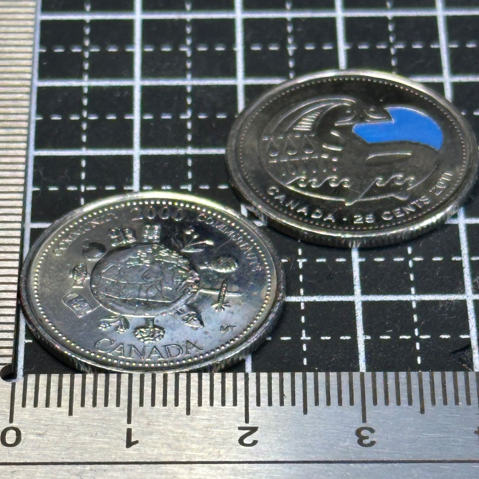 記念硬貨セット】2000年 カナダ 25セント ミレニアム記念（彩色）＋