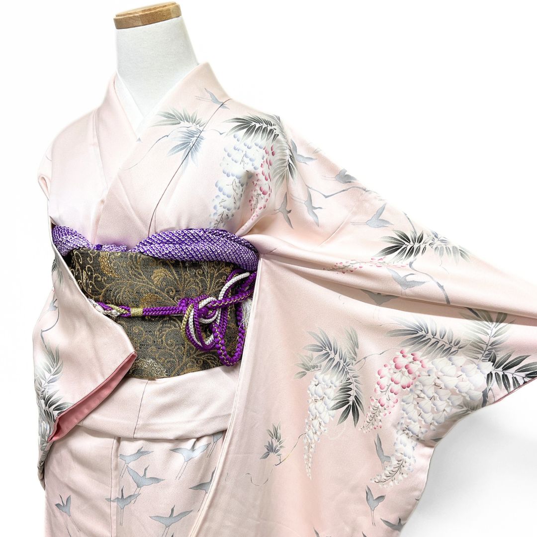 振袖 菖蒲 藤 鶴 花模様 晴れの日 成人式 着物 124b d ms 【公式通販】