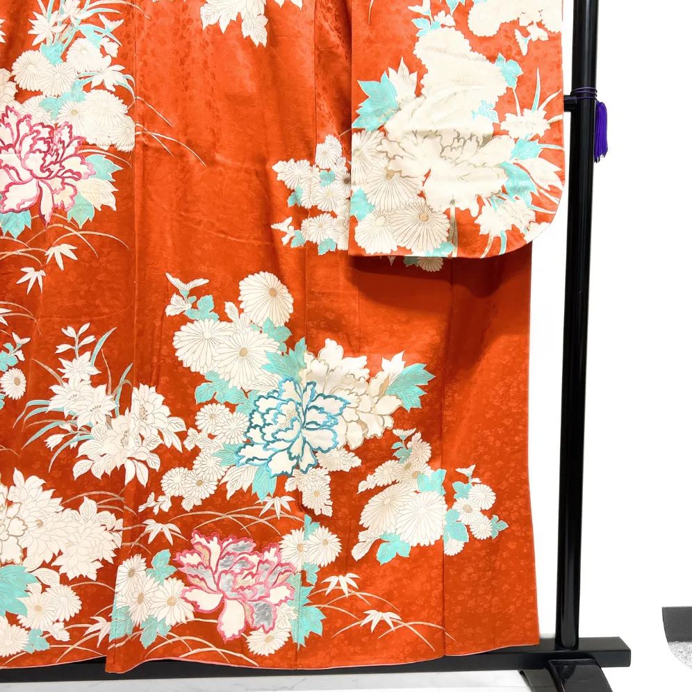 セミアンティーク 振袖 金駒刺繍 刺繍 牡丹 晴れの日 着物 124b d ms