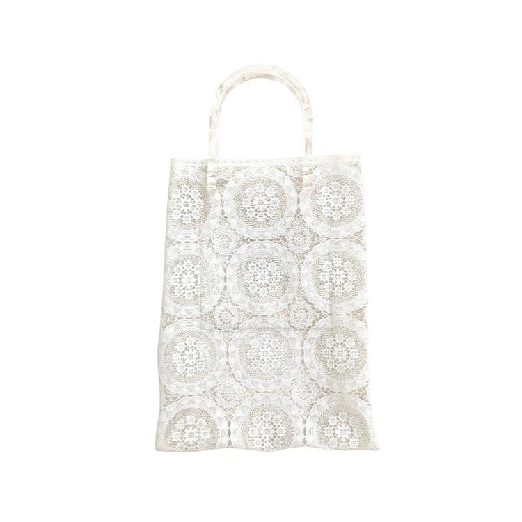 【値下げ】Mame Kurogouchi レースバッグ　ホワイト　白 Mame Kurogouchi マメクロゴウチ Vinyl Chloride Cloth Tote Bag