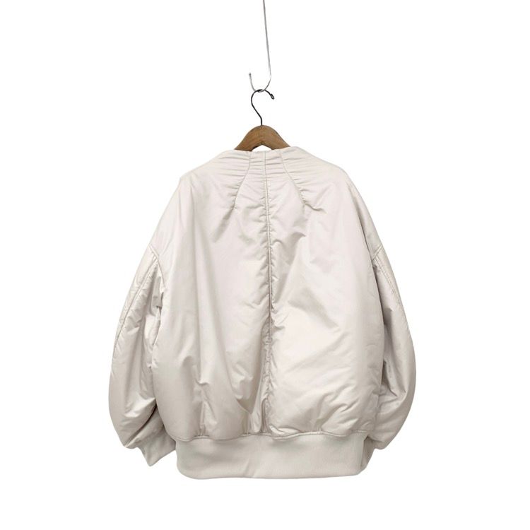 Mame Kurogouchi コーディング刺繍フライトジャケット エクリュ Cording Embroidery Collarless Flight Jacket-コーディングエンブロイ