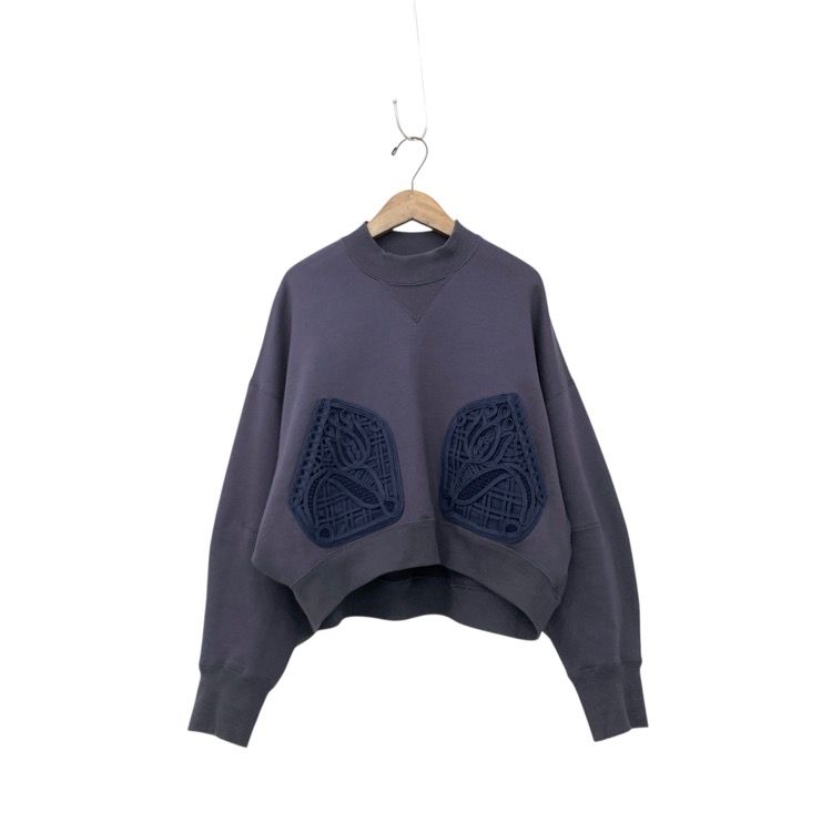 mame kurogouchi コード刺繍スウェットトップス ネイビー2 mame kurogouchi コード刺繍スウェットトップス ネイビー2