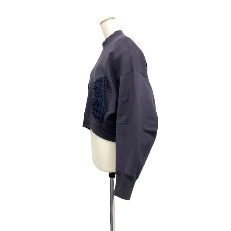 mame kurogouchi コード刺繍スウェットトップス ネイビー2 mame kurogouchi コード刺繍スウェットトップス ネイビー2