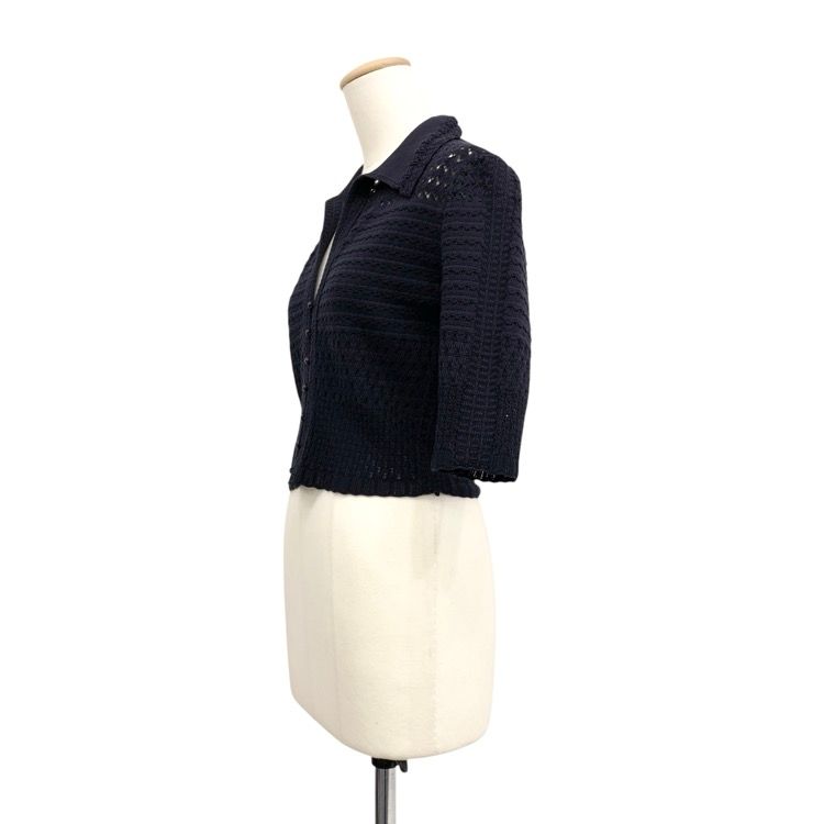 新品 マメクロゴウチ レーススリーブ シャツ ネイビー サイズ 2 Mame Kurogouchi（マメ クロゴウチ） フローラルレーススリーブ